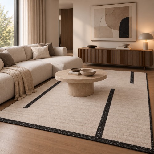 Χαλιά Shaggy Geometric SM-260-240-VR1100 Κρεμ - Αθρακί 240x300cm