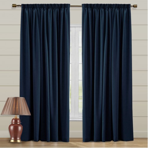 Κουρτίνα έτοιμη ραμμένη ταφτά  μπλε σκούρο KE 1418 (280X300cm)