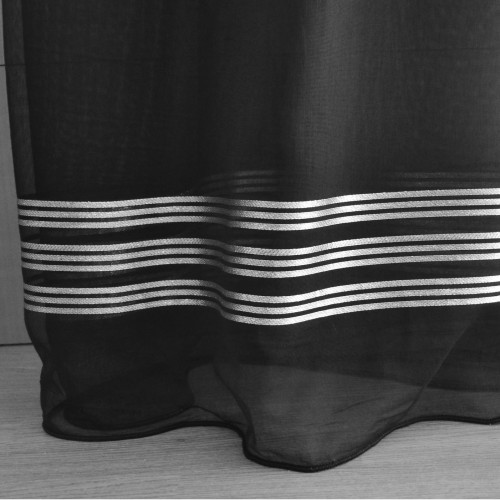 Curtain ready stitched gauze black-grey (280X300cm) KE 1493