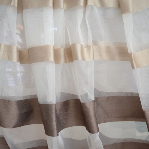 Curtains ready stitched organza white-brown  KE 1494 (280X300cm)