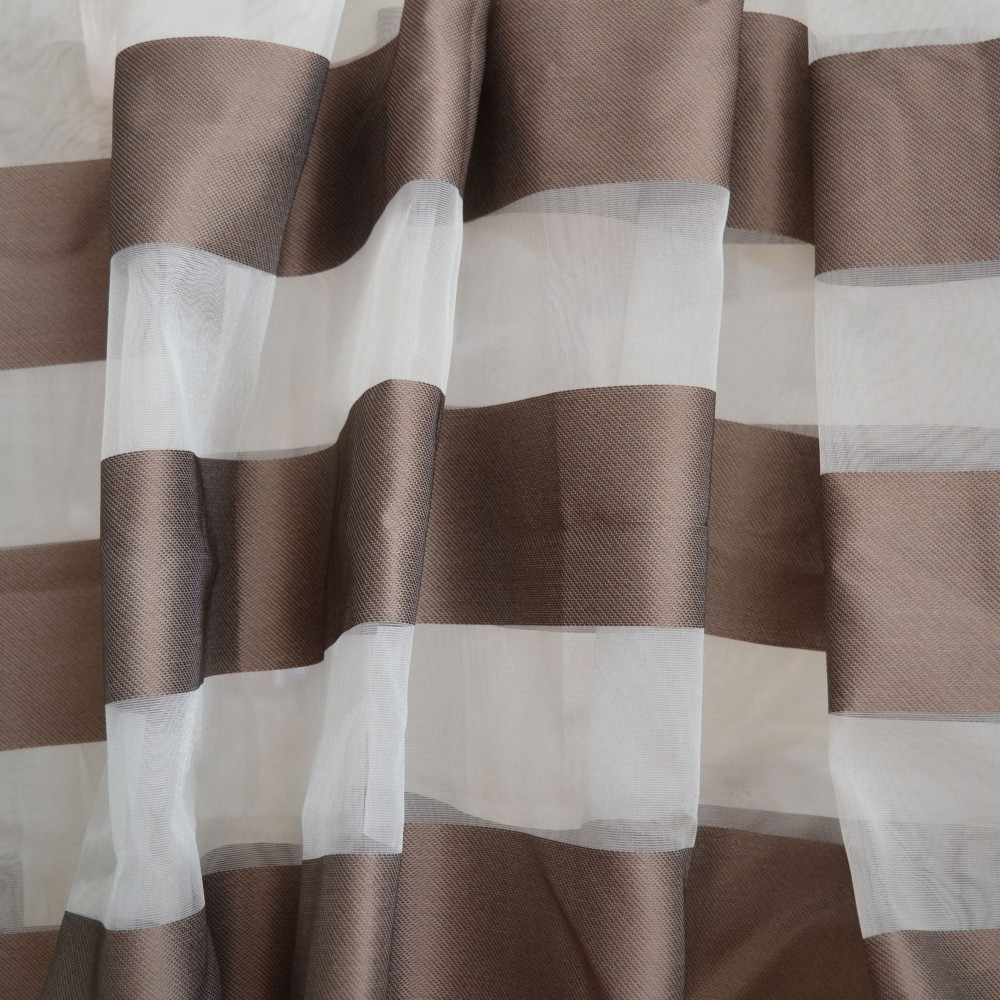 Curtains ready stitched organza white-brown KE 1494 (280X300cm) - KE 1494 Curtains ready stitched organza white-brown KE 1494 (280X300cm)