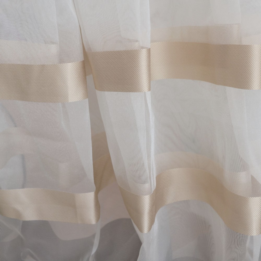 Curtains ready stitched organza white-brown KE 1494 (280X300cm) - KE 1494 Curtains ready stitched organza white-brown KE 1494 (280X300cm)