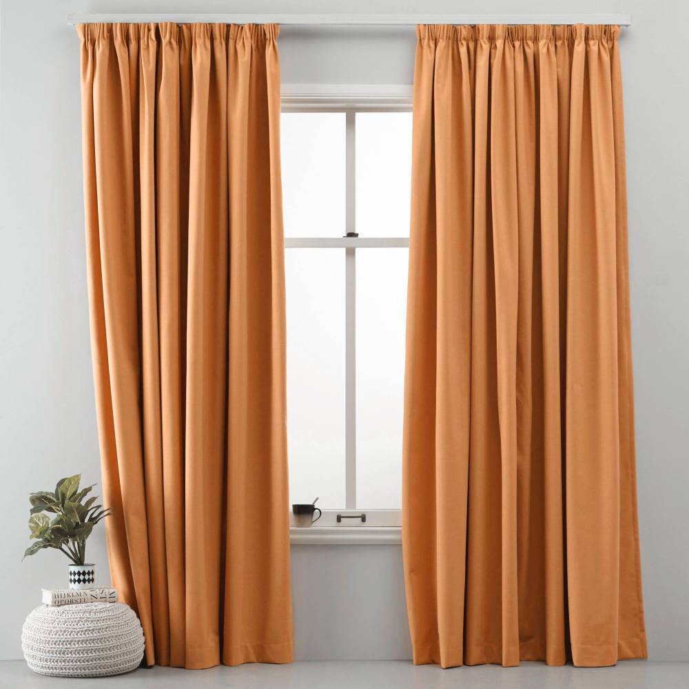 Κουρτίνα έτοιμη ραμμένη ταφτά  πορτοκαλί KE 1613 (280x300cm) - με τρέσα