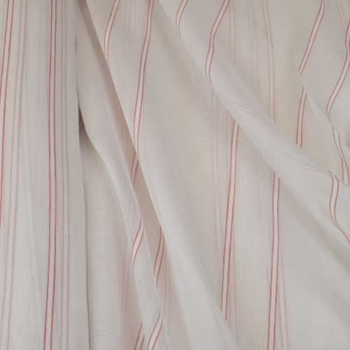 Κουρτίνα έτοιμη ραμμένη βουάλ λευκό με κόκκινες ρίγες KE 1767  (280x300cm) - τρέσα