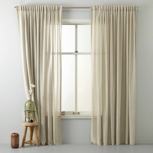 Κουρτίνες έτοιμες ραμμένες γάζα linen μπεζ KE 1884 (Υ280XΠ140cm)