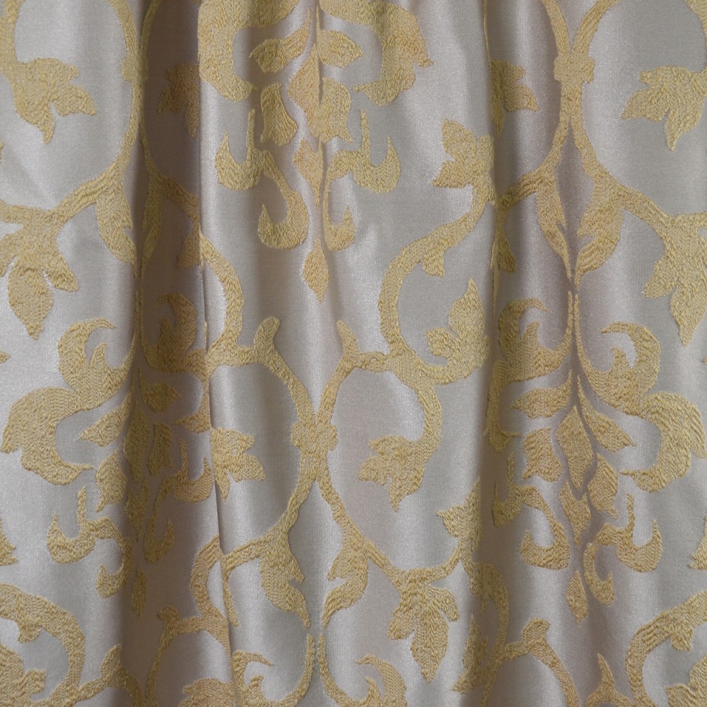 Κουρτίνα έτοιμη ραμμένη ταφτά ζακάρ Damask μπεζ-χρυσό KE 1920 (280x140cm) - με τρέσα
