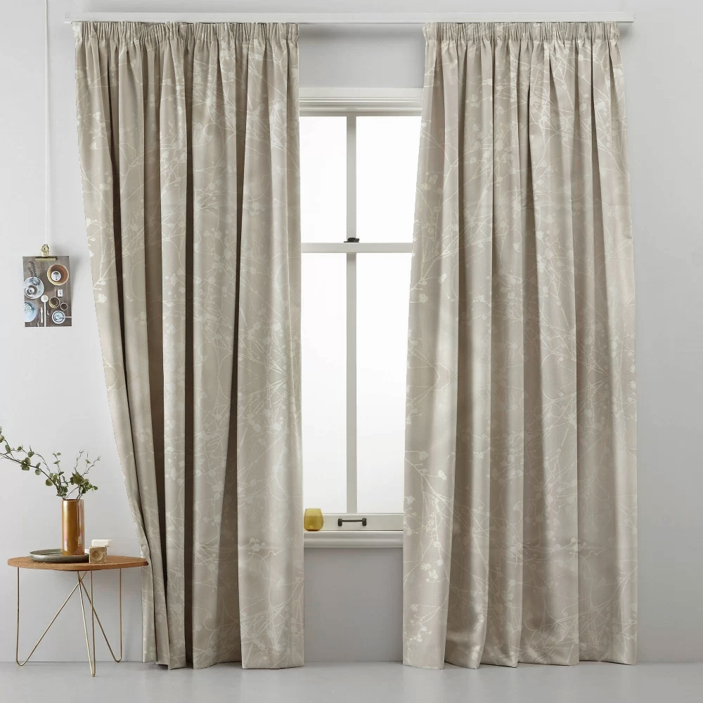 Κουρτίνα έτοιμη ραμμένη  ταφτά ζακάρ Βlossom μπεζ KE 925 (280X220cm)