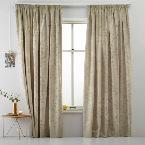 Κουρτίνα έτοιμη ραμμένη  ταφτά ζακάρ Βlossom μπεζ-χρυσό KE 930 (280X220cm)