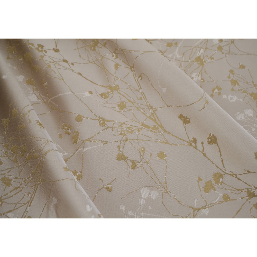 Κουρτίνα έτοιμη ραμμένη  ταφτά ζακάρ Βlossom μπεζ-χρυσό KE 930 (280X220cm)
