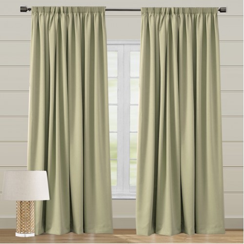 Κουρτίνες έτοιμες ραμμένες ταφτά  πράσινο-λαδί KE 709 (280x140cm) - με τρέσα