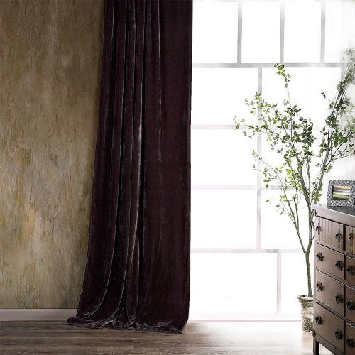 Κουρτίνα έτοιμη ραμμένη  βελούδο καφέ KE 974 (280X140cm)