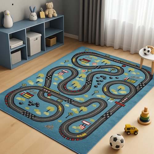 Παιδικό Χαλί-Πατάκι 3D City Adventure M931A 80X150cm - Μπλε