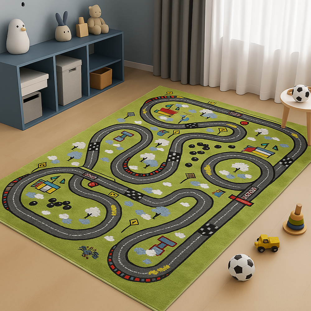 Παιδικό Χαλί-Πατάκι 3D City Adventure M931A 80X150cm - Πράσινο