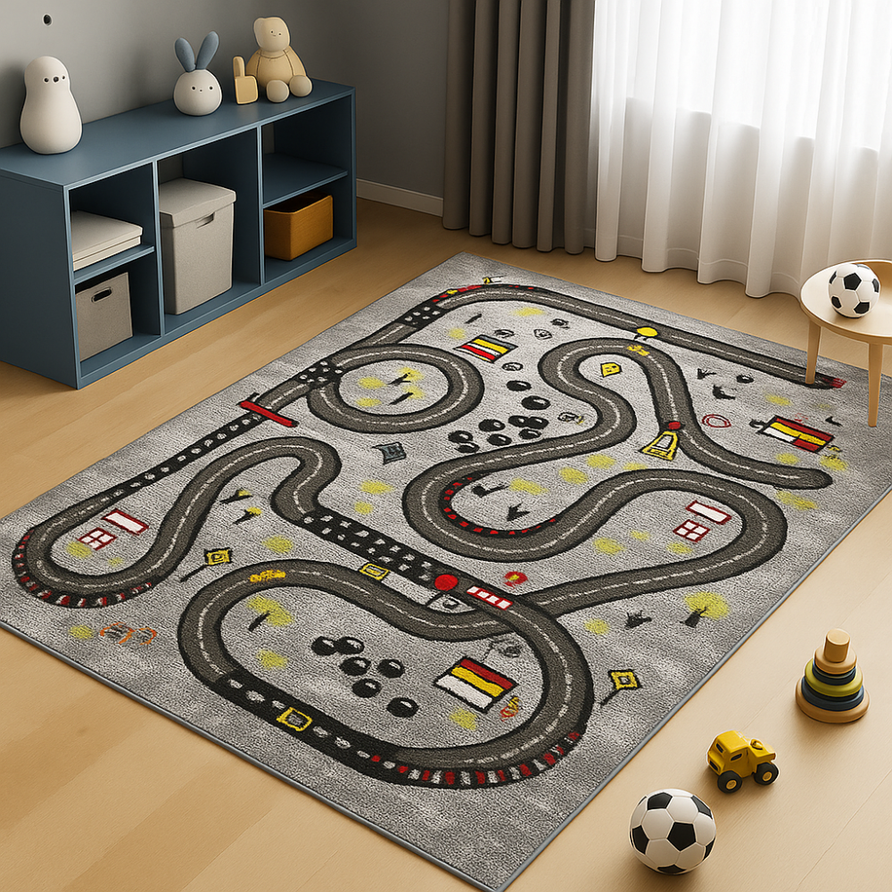 Παιδικό Χαλί-Πατάκι 3D City Adventure M931A 80X150cm - Γκρι