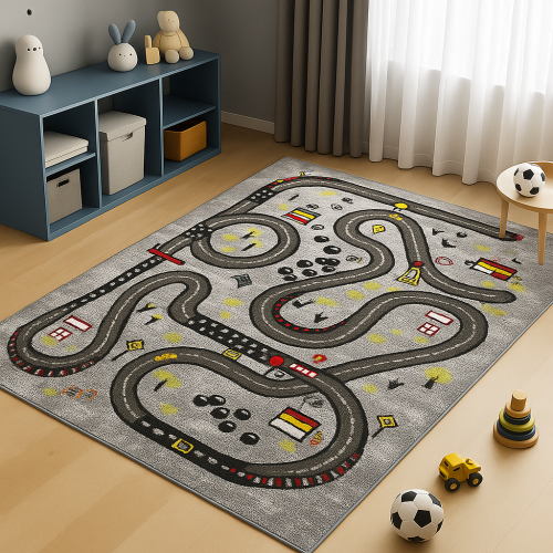 Παιδικό Χαλί-Πατάκι 3D City Adventure M931A 80X150cm - Γκρι