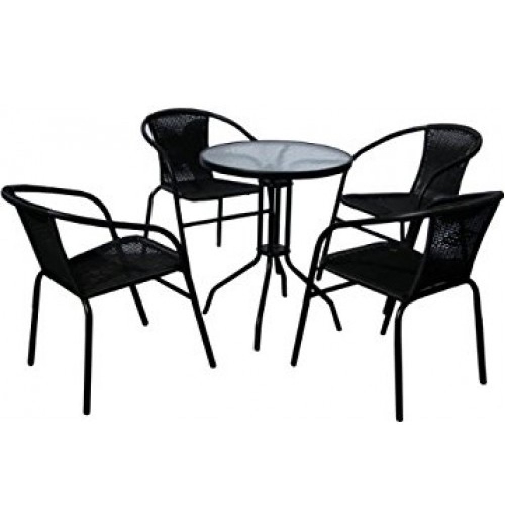 Dianna Σετ έπιπλα κήπου Βεράντας Τραπεζαρία 5τμχ Bistro Wicker-Rattan Γκρι 9633-60-5-1