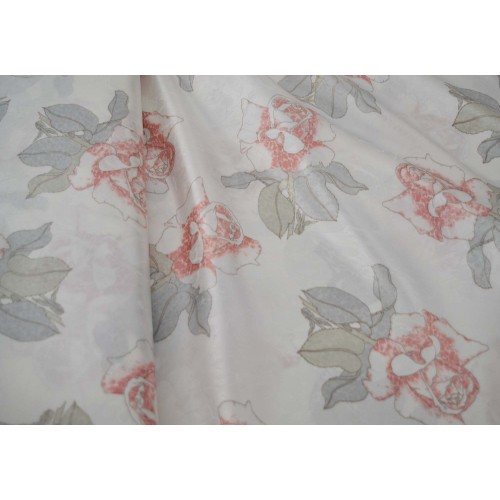 Curtains ready stitched Satin White Floral KE 1079 (280x140cm)