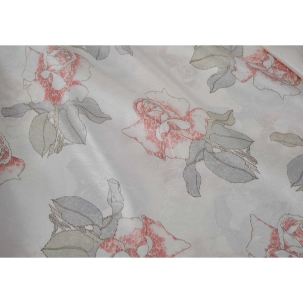 Curtains ready stitched Satin White Floral KE 1079 (280x140cm)