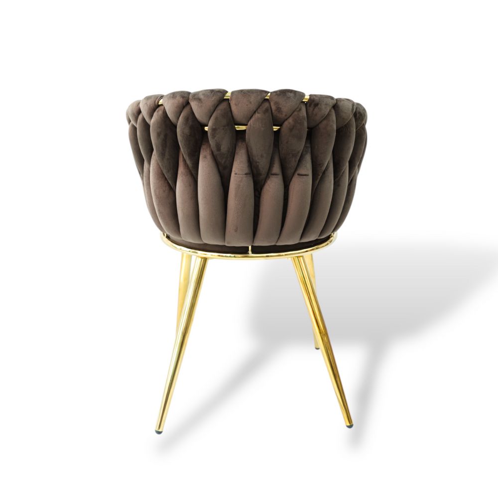 Sydney Velvet Armchair VLT01-BROWN-G Brown with Gold Legs 50x62x83cm