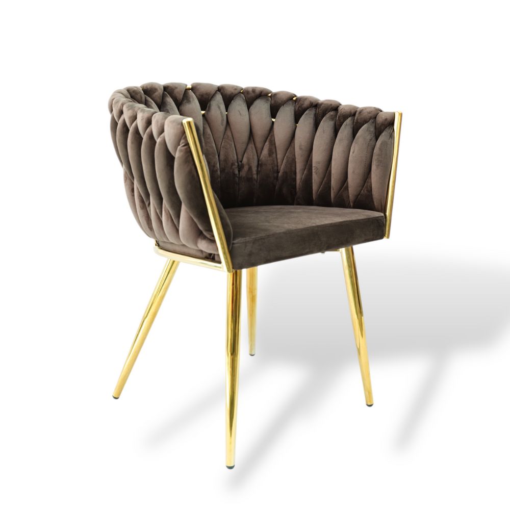 Sydney Velvet Armchair VLT01-BROWN-G Brown with Gold Legs 50x62x83cm Sydney Velvet Armchair VLT01-BROWN-G Brown with Gold Legs 50x62x83cm