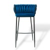 Modern Bar Stool with Velvet Upholstery Moritz VLT04-BLUE Blue with Black Legs 55x58x79 cm Modern Bar Stool with Velvet Upholstery Moritz VLT04-BLUE Blue with Black Legs 55x58x79 cm