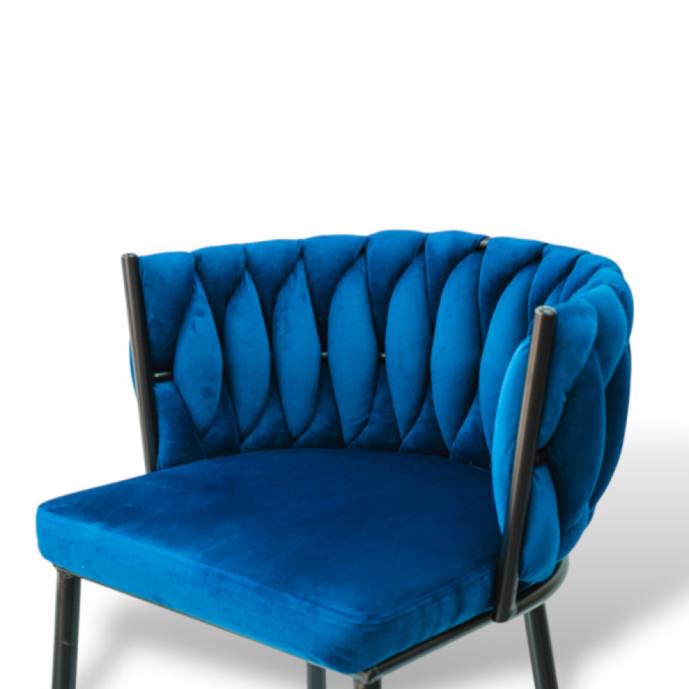 Modern Bar Stool with Velvet Upholstery Moritz VLT04-BLUE Blue with Black Legs 55x58x79 cm Modern Bar Stool with Velvet Upholstery Moritz VLT04-BLUE Blue with Black Legs 55x58x79 cm