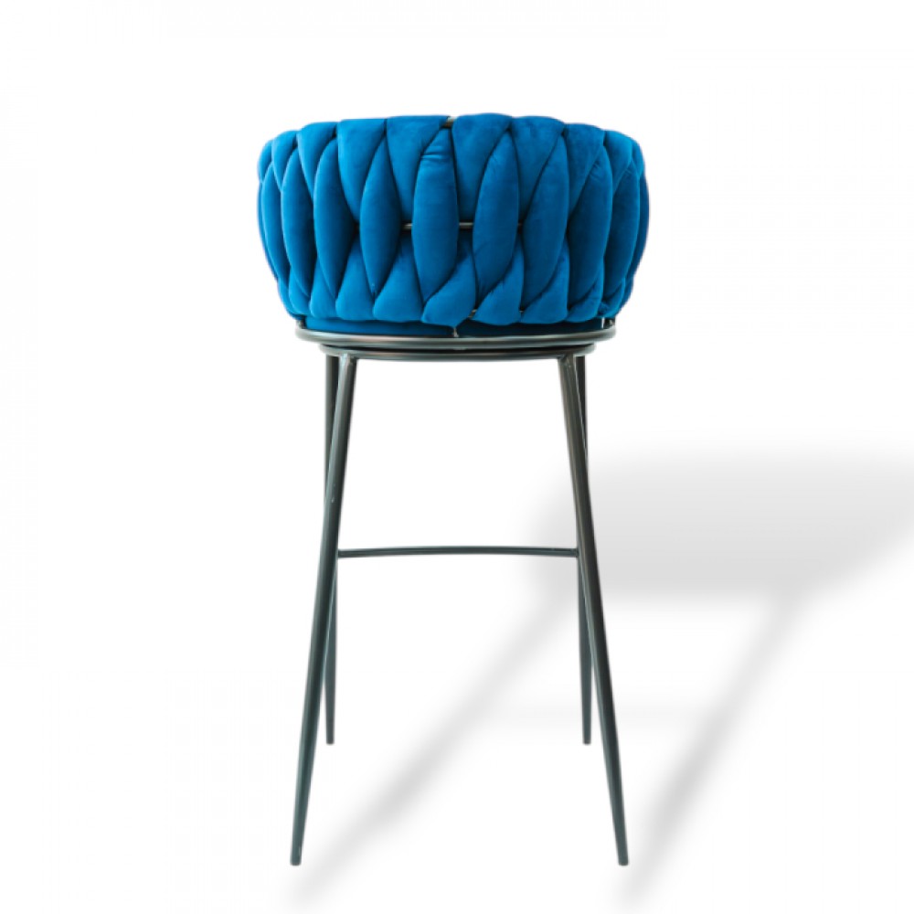 Modern Bar Stool with Velvet Upholstery Moritz VLT04-BLUE Blue with Black Legs 55x58x79 cm Modern Bar Stool with Velvet Upholstery Moritz VLT04-BLUE Blue with Black Legs 55x58x79 cm
