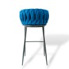 Modern Bar Stool with Velvet Upholstery Moritz VLT04-BLUE Blue with Black Legs 55x58x79 cm Modern Bar Stool with Velvet Upholstery Moritz VLT04-BLUE Blue with Black Legs 55x58x79 cm