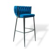 Modern Bar Stool with Velvet Upholstery Moritz VLT04-BLUE Blue with Black Legs 55x58x79 cm Modern Bar Stool with Velvet Upholstery Moritz VLT04-BLUE Blue with Black Legs 55x58x79 cm