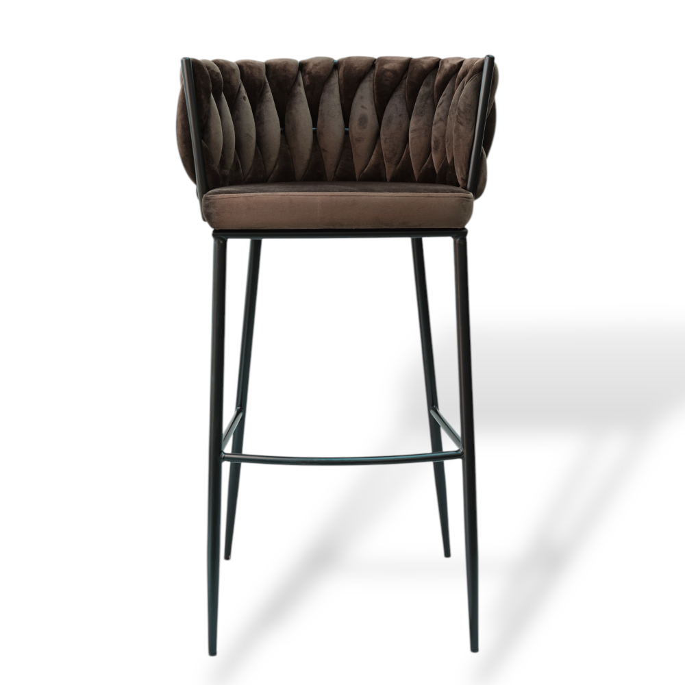Modern Bar Stool with Velvet Upholstery Moritz VLT04-BROWN Brown with Black Legs 55x58x79cm Modern Bar Stool with Velvet Upholstery Moritz VLT04-BROWN Brown with Black Legs 55x58x79cm