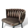 Modern Bar Stool with Velvet Upholstery Moritz VLT04-BROWN Brown with Black Legs 55x58x79cm Modern Bar Stool with Velvet Upholstery Moritz VLT04-BROWN Brown with Black Legs 55x58x79cm