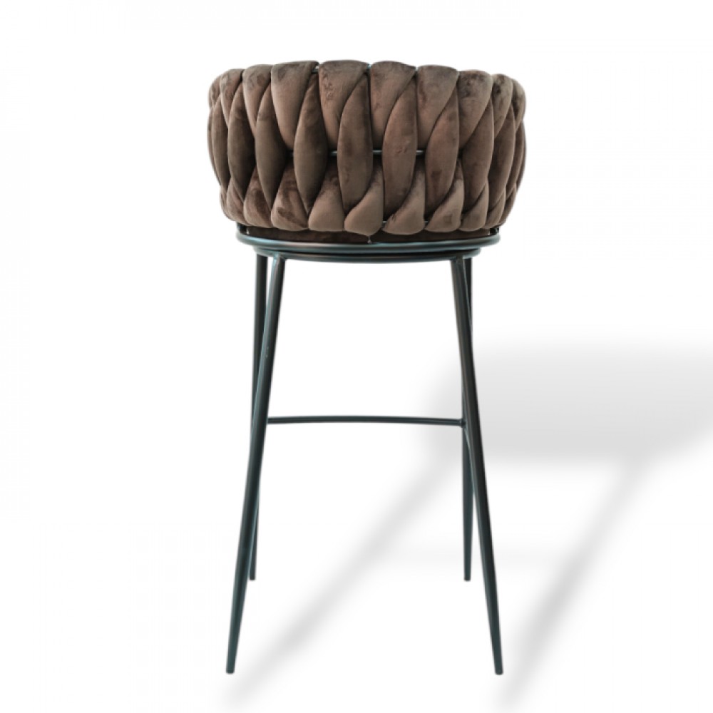 Modern Bar Stool with Velvet Upholstery Moritz VLT04-BROWN Brown with Black Legs 55x58x79cm Modern Bar Stool with Velvet Upholstery Moritz VLT04-BROWN Brown with Black Legs 55x58x79cm