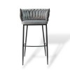 Modern Bar Stool with Velvet Upholstery Moritz VLT04-GREY Grey with Black Legs 55x58x79cm Modern Bar Stool with Velvet Upholstery Moritz VLT04-GREY Grey with Black Legs 55x58x79cm