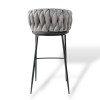 Modern Bar Stool with Velvet Upholstery Moritz VLT04-GREY Grey with Black Legs 55x58x79cm Modern Bar Stool with Velvet Upholstery Moritz VLT04-GREY Grey with Black Legs 55x58x79cm