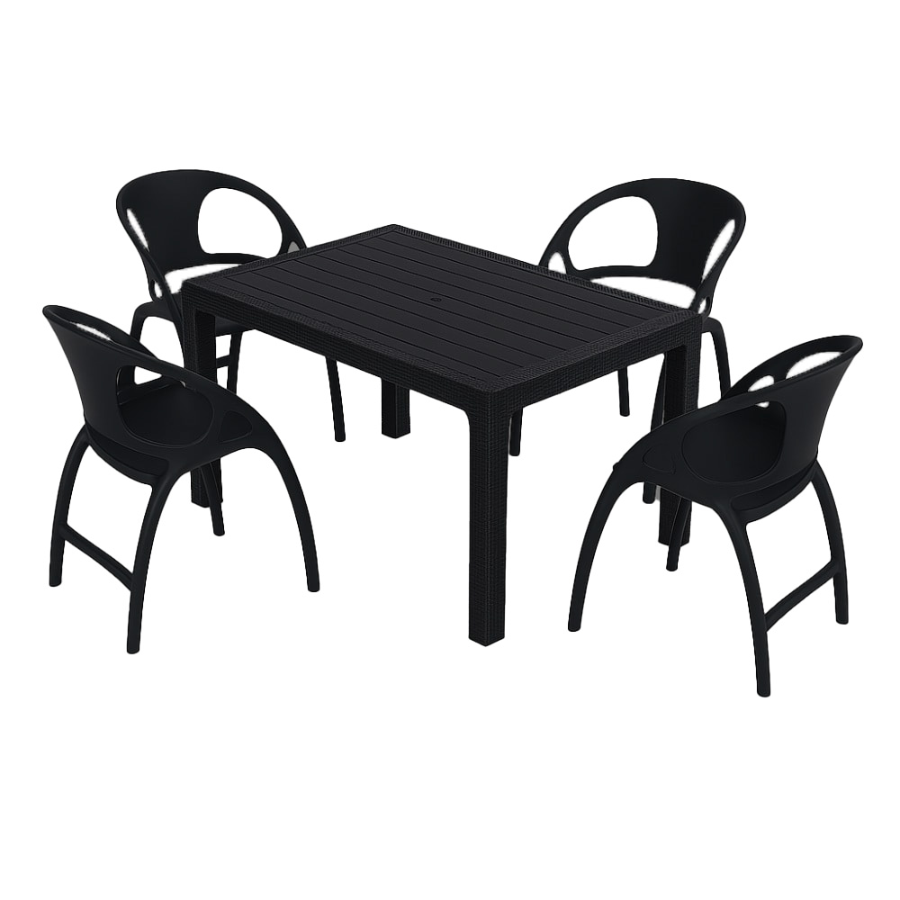 Set (5pcs) Garden and Terrace Dining Table Aria (150x90x75) GRD533-150-5-BLC Black Set (5pcs) Garden and Terrace Dining Table Aria (150x90x75) GRD533-150-5-BLC Black