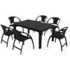 Set (7pcs) Garden and Terrace Dining Table Aria (150x90x75) GRD533-150-7-BLC Black