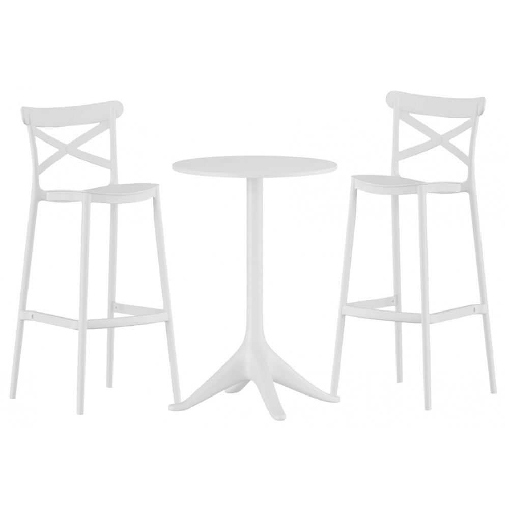 Set (3pcs) Table with 2 Chairs Round 60×60×110cm Elly GRD541-2235-WH White Set (3pcs) Table with 2 Chairs Round 60×60×110cm Elly GRD541-2235-WH White