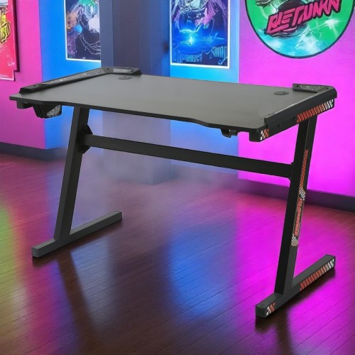 Gaming Desk with Metal Legs & Built-in RGB Lighting DO-2306-BL Black 120x60x75cm