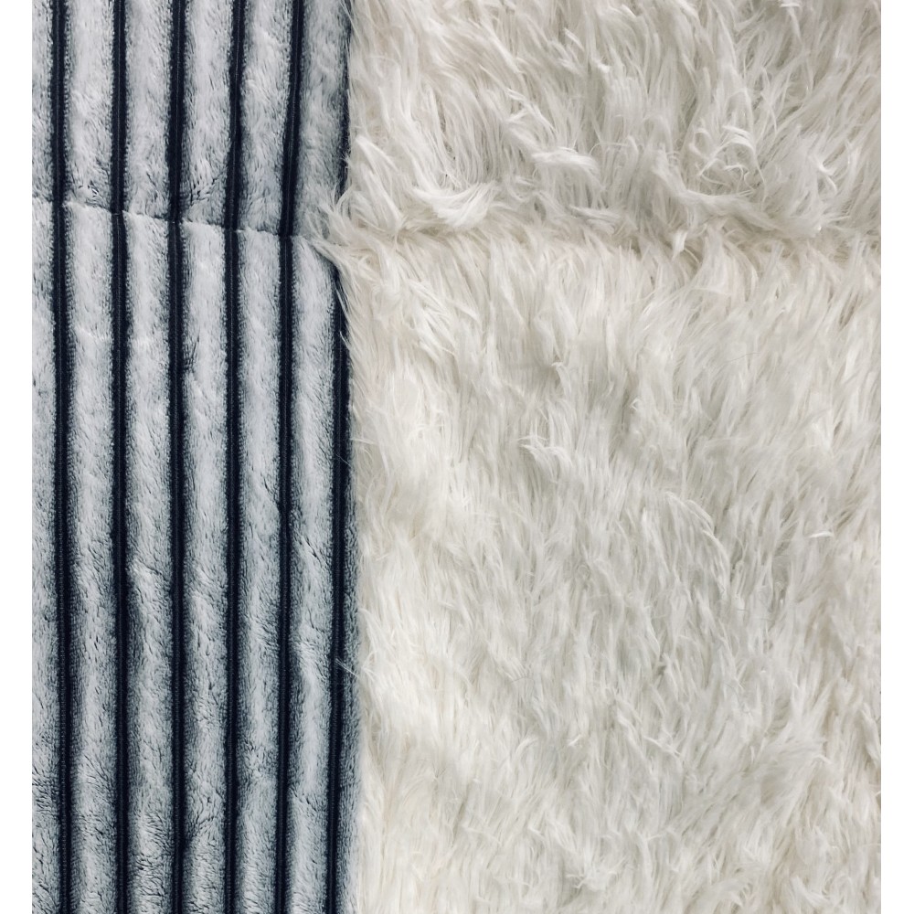 Ισοθερμικό Κουβερτοπάπλωμα Plush Shaggy Stripe Υπέρδιπλο Ιβουάρ-γκρι 220X240Q QBL-146IVGR