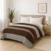 Ισοθερμικό Κουβερτοπάπλωμα Plush Shaggy Stripe Υπέρδιπλο  Ιβουάρ-καφέ 220X240 QBL-146BR