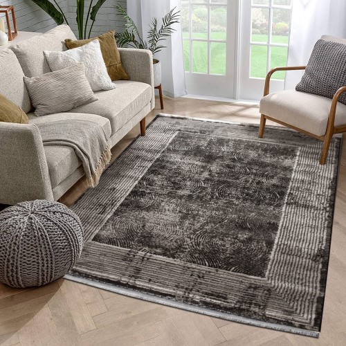 Χαλιά Κλασικά Heatset ανάγλυφα με κρόσσι Halic 160X210cm HL606-BR-160 Καφέ