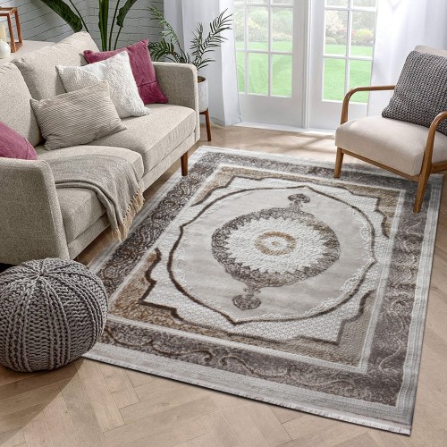Traditional Carpet Fringe Halic HL650-BGBR-160 Beige-Brown 160X210cm